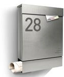 Radius Designer Briefkasten Edelstahl - Briefkasten mit Zeitungsfach f&uuml;r