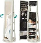 SONGMICS Schmuckschrank, Standspiegel, Spiegelschrank, mit Ganzk&ouml;rperspiegel, um