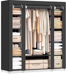SONGMICS Kleiderschrank, Stoffschrank, mit Kleiderstange und Ablagen, Soff&uuml;berzug,