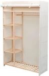 vidaXL Kiefernholz Kleiderschrank Stoff Stoffschrank Garderobenschrank Schrank