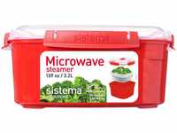 Sistema Microwave Dampfgarer | groß mit herausnehmbarem Korb | 3,2 l | rot