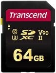 Transcend 64GB microSDXC 700S Speicherkarte mit Adapter, UHS-II U3, V90, bis zu 285