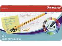 Fineliner - STABILO point 88 - 50er Metalletui - mit 47 verschiedenen Farben -...