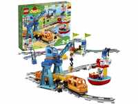 LEGO DUPLO Güterzug, „Push & Go-Lok mit Lichtern und Geräuschen, Funktionssteinen