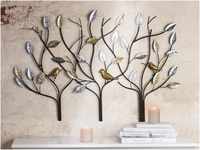Relief 3 Bäume m. Vögeln metall braun silber/goldene Blätter u. Vögel B 104...