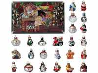 Adventskalender Weihnachtskalender mit Mini-Glasfiguren 4 cm Baumschmuck...