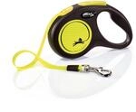 flexi&reg; Neon S | 5m Gurt Roll-Leine f&uuml;r Hunde bis 15 kg | schwarz/neon-gelb 
