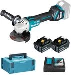 Makita DGA513RTJ Akku-Winkelschleifer 18 V / 5,0 Ah, 2 Akkus + Ladeger&auml;t Im MAKPAC