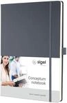 SIGEL CO648 Premium Notizbuch A4 kariert grau, Hardcover, 194 nummerierte Seiten,