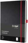 SIGEL CO660 Premium Notizbuch A4 kariert schwarz rot, Hardcover, 194 nummerierte