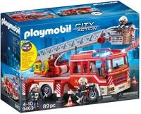 PLAYMOBIL City Action 9463 Feuerwehr-Leiterfahrzeug mit Licht und Sound, Ab 5 Jahren