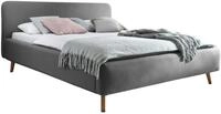 sette notti Polsterbett 160x200 cm Landhausstil Webstoff Hellgrau, Bett mit