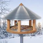 VOSS.garden Vogelhaus Roskilde zum Aufstellen mit St&auml;nder Metalldach Holzhaus,
