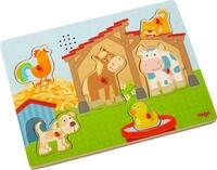 HABA Sound-Greifpuzzle Auf dem Land, Kinderpuzzle ab 2 Jahren mit h&uuml;bschem