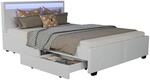 Juskys Polsterbett Lyon 140x200 cm mit Bettkasten, LED Beleuchtung, Lattenrost &