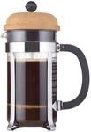 Bodum 1928-109S Chambord Kaffeebereiter 8 Tassen, Glas, Transparent/Kork, 1 L, 9 x