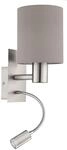 EGLO Wandlampe Pasteri, 2-flammige Textil Wandleuchte mit LED Leselicht, Leselampe