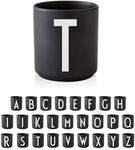 Design Letters Buchstaben Tasse Personalisiert (A-Z) | Kaffeebecher Porzellan Schwarz
