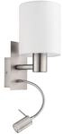 EGLO Wandlampe Pasteri, 2-flammige Textil Wandleuchte mit LED Leselicht, Leselampe