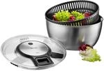 GEFU Salatschleuder aus Edelstahl mit Seilzugantrieb - 5L Salat-Trockner &