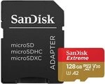 SanDisk Extreme 128 GB microSDXC Memory Card + SD Adapter with A2 App Performance +