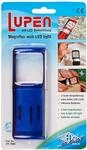 Wedo 2717503 Lupe eckig (mit LED Beleuchtung inklusiv Batterien, transluzent) blau