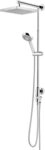 Schulte Duschsystem mit Umsteller, Kopfbrause eckig, verchromter Korpus aus Messing,