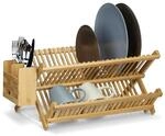 Relaxdays Abtropfgestell CROSS mit Besteckkorb HBT 24 x 46 x 28 cm Abtropfgitter
