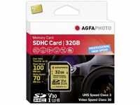 Agfaphoto 10605 32GB Professional SDHC Class 10 UHS-I U3 V30 Speicherkarte...
