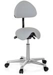 hjh OFFICE 608920 Arbeitshocker mit Lehne TOP Work 20 PU Grau Sattelhocker mit Rollen