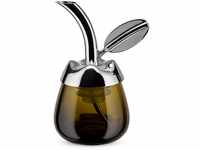 Alessi "Fior d' olio" Olivenölkoster aus Glas mit Ausgiesser aus Edelstahl 18/10