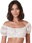 Kr&uuml;ger Carmen Dirndlbluse "Ebony" mit Spitze | Ecru 32
