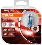 Osram NIGHT BREAKER LASER H4, +150% mehr Helligkeit, Halogen-Scheinwerferlampe,