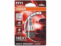 OSRAM NIGHT BREAKER LASER H11, +150% mehr Helligkeit, Halogen-Scheinwerferlampe,