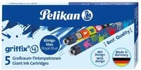 Pelikan griffix Gro&szlig;raum-Tintenpatronen, bunt bedruckt, Tinte K&ouml;nigsblau, 5...
