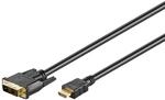 goobay DVI auf HDMI Kabel 1m, auch als HDMI auf DVI Adapter Kabel, vergoldet, Full HD