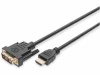 DIGITUS HDMI Adapterkabel, Typ A-DVI(18+1) St/St, 2.0m, Full HD - Schwarz