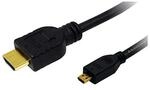 LogiLink HDMI-Kabel Ethernet A -> Micro D St/2.00m Schwarz CH0032