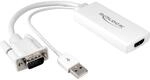 DeLock VGA-St./USB 2.0-St.>HDMI-Bu. 0,25m (white)