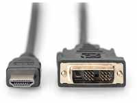 DIGITUS HDMI Adapterkabel, Typ A-DVI(18+1) St/St, 5.0m, Full HD - Schwarz