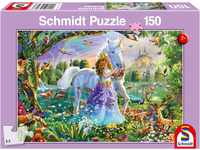 Schmidt Spiele Puzzle 56307 Prinzessin mit Einhorn und Schloß 150 Teile