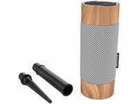 KitSound Diggit Bluetooth-Lautsprecher für Draußen - Silber/Holz