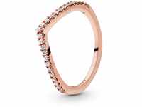 PANDORA Sparkling Wishbone Ring mit 14 Karat rosévergoldete Metalllegierung und