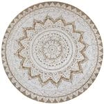 vidaXL Teppich Handgefertigt Jute Geflochten Bedruckt 120cm Rund Wohnzimmer