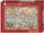 HEYE 29845 The World Standart 2000 Teile, Map Art, inkl. Poster, Brown