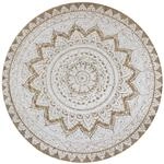 vidaXL Teppich Handgefertigt Jute Geflochten Bedruckt 150cm Rund Wohnzimmer