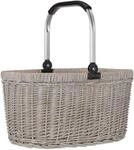 anndora Einkaufskorb Weidenkorb mit Alurahmen 22 L beige - klappbarer Alub&uuml;gel