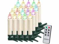 Deuba® LED Weihnachtsbaumkerzen Kabellos 20er Set Bunt Batterie Timer