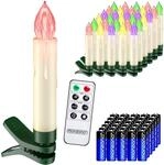 DEUBA&reg; LED Weihnachtsbaumkerzen Kabellos 30er Set Bunt mit Batterie Timer