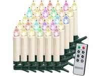 Deuba® LED Weihnachtsbaumkerzen Kabellos 30er Set Bunt Batterie Timer